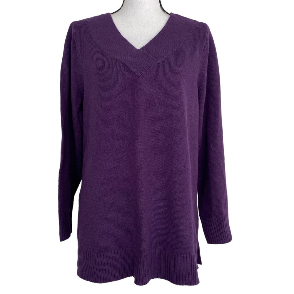 Karen Scott Purple V Neck Sweater Size 1X
